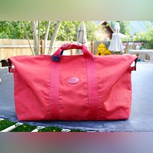 Vintage Long Champ Le Pliage  Duffle Bag Red Nylon Big Made In France Rare